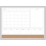 4N1 Magnetic Dry Erase Combo Board, Week/Month Planning, 24 x 18 (Actual Size: 23 x 17), Tan/WH Surface, Satin Aluminum Frame