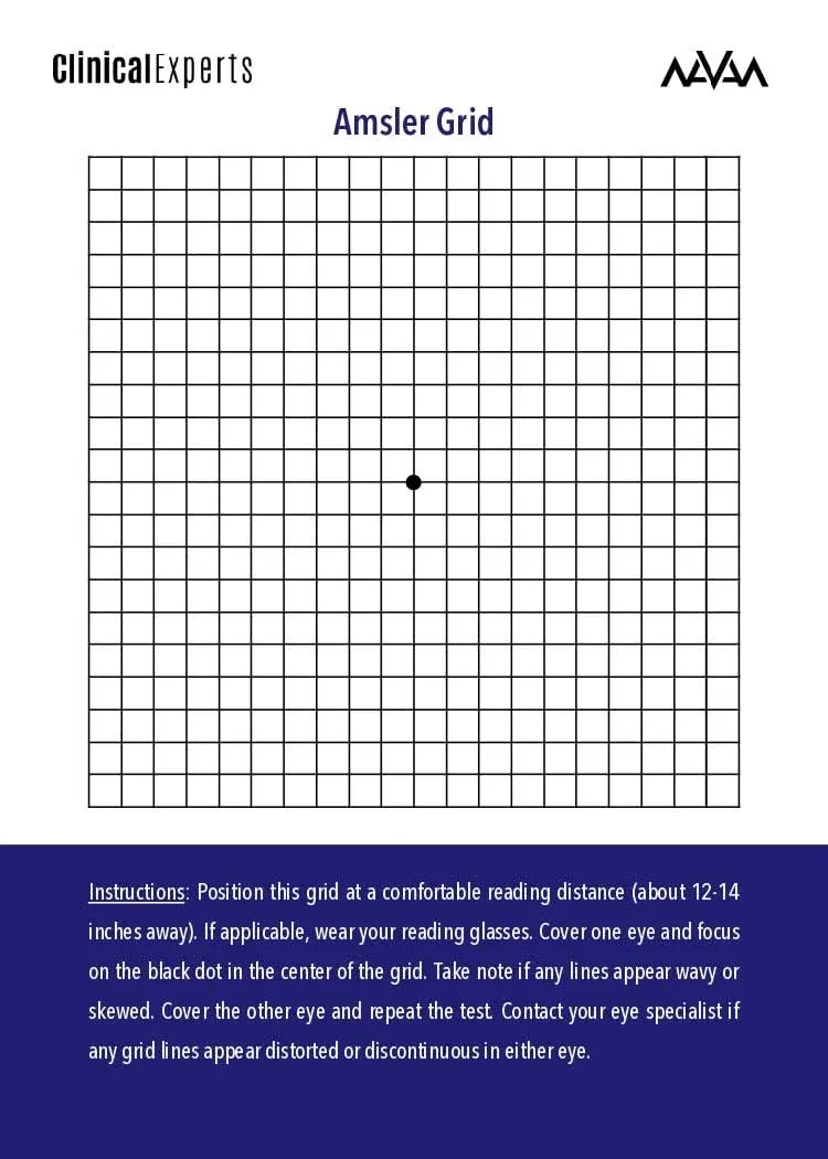 Amsler Eye Grid with Magnetic Back Daily Vision Screening Tool for Macular Degeneration & Glaucoma Patients by Clinica