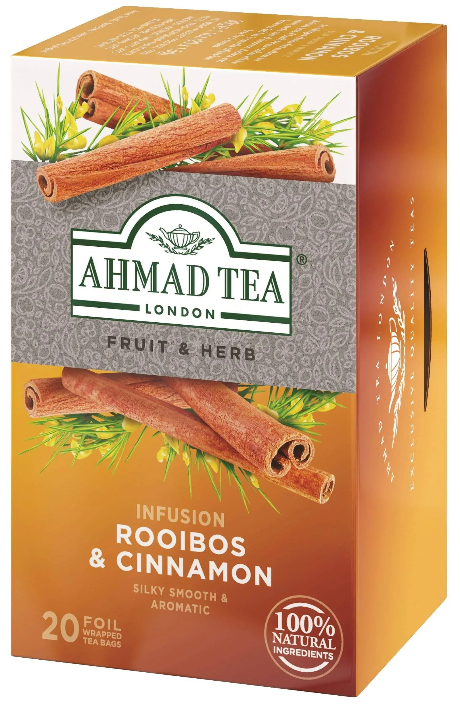 Ahmad Tea Tea Infusion, Rooibos & Cinnamon, 30G, 20 Count