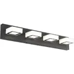 Ralbay Modern LED Black Vanity Lights 4 Lights Acrylic Bathroom Vanity Lighting Fixtures Modern Matte Black Bathroom Vanity Lights (Natural White Light)