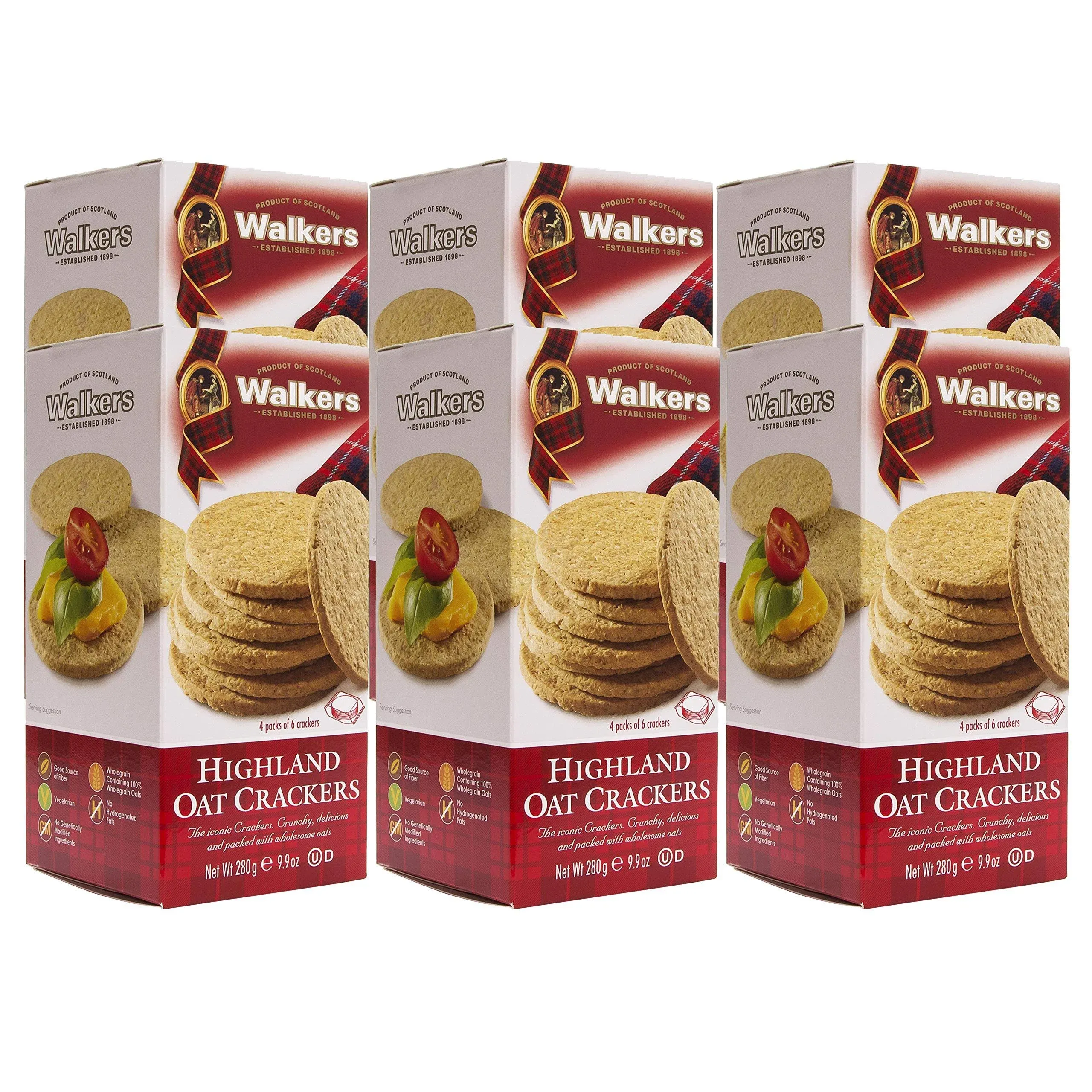 Walker's Shortbread Highland Oat Crackers, Scottish Crackers, 9.9 Oz Box (Pack of 6)