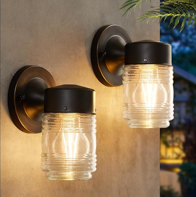 2-Pack Outdoor Wall Sconces Exterior Waterproof Gooseneck Barn Light Black ...