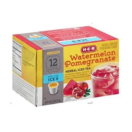 HEB Brew Over Ice, Watermelon Pomegranate Lemonade Single Serve Cups compatible with Keurig 2.0, 12 cts