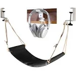 Auoinge Foot Hammock with Headphone Holder, Updated Desk Hammock Portable Durable Foot Rest with Adjustable Screw in Rubber Clamps for All Desk