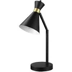 Globe Electric 16 in. Desk Lamp, Matte Black Finish, Matte Brass Accents, Pivot ...