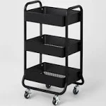 3 Tier Metal Utility Cart Black - Brightroom