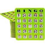 MR CHIPS Jam-Proof Easy-Read Large Print Fingertip Bingo Cards with Sliding Windows - 10 Pack in Green Style