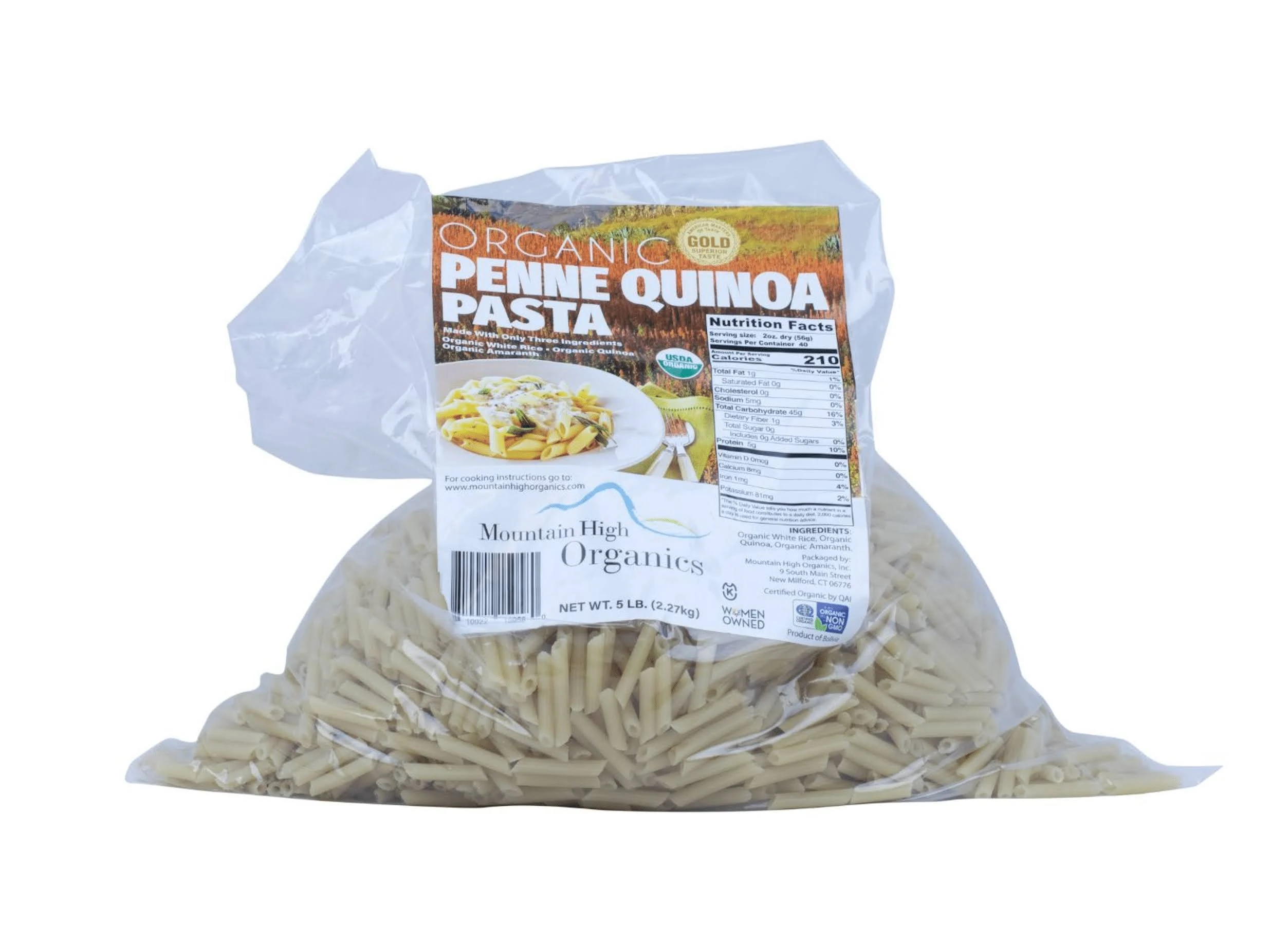 Mountain High Organics Certifed Organic Gluten Free Quinoa Pasta Penne-15LB Bag