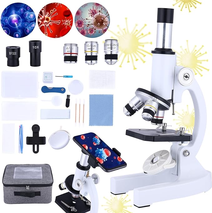 LAKWAR Microscope,40X-2000X Compound Microscopes with Slides,Phone Adapter  Science Microscope for Kid,Science Classroom Kits