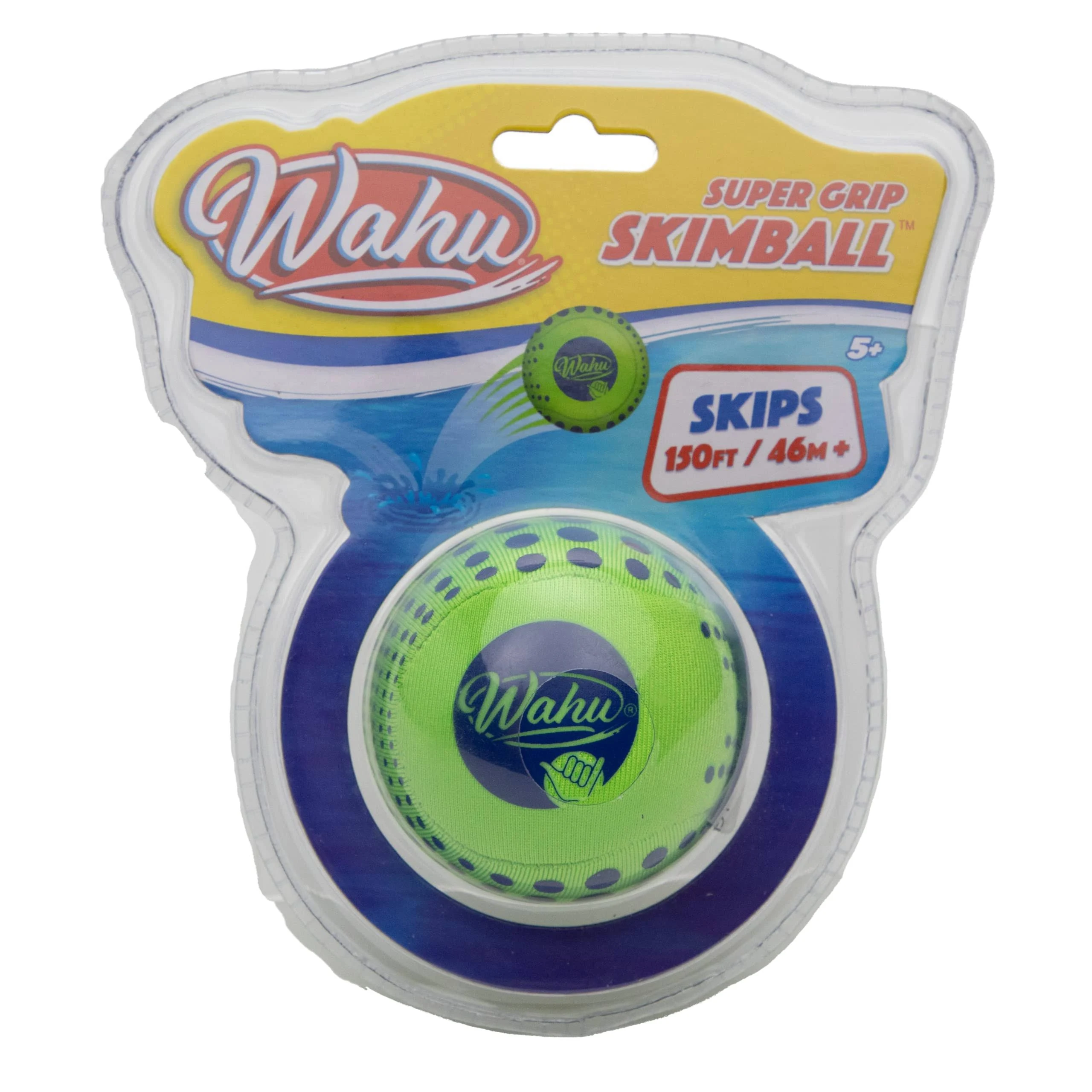 Wahu Super Grip 100% Waterproof Skimball Pool Toy, Water Skipping Ball for Pool and Beach, Skips Over 150' on Water, Green