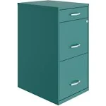 New 18 inch 3 Deep Drawer Green Steel File Cabinet Locking Home Office Organizer