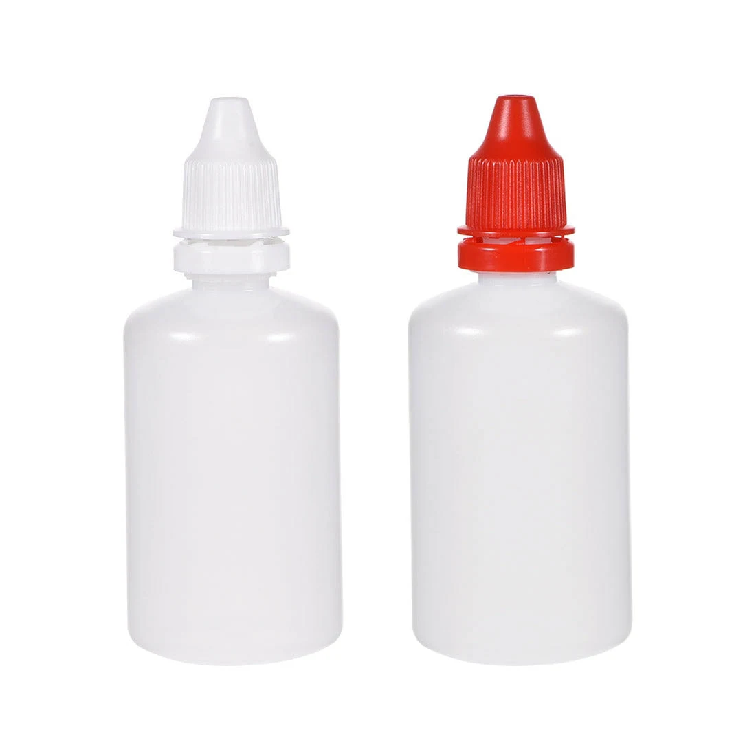 uxcell Plastic Dropper Bottles, 50ml/1.7 oz Empty Squeezable Dropper Bottle with Cap, White/Red, Pack of 2