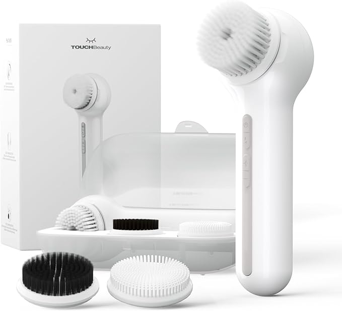 TOUCHBeauty Facial Cleansing Brush with case, Electric Face Brush, White 