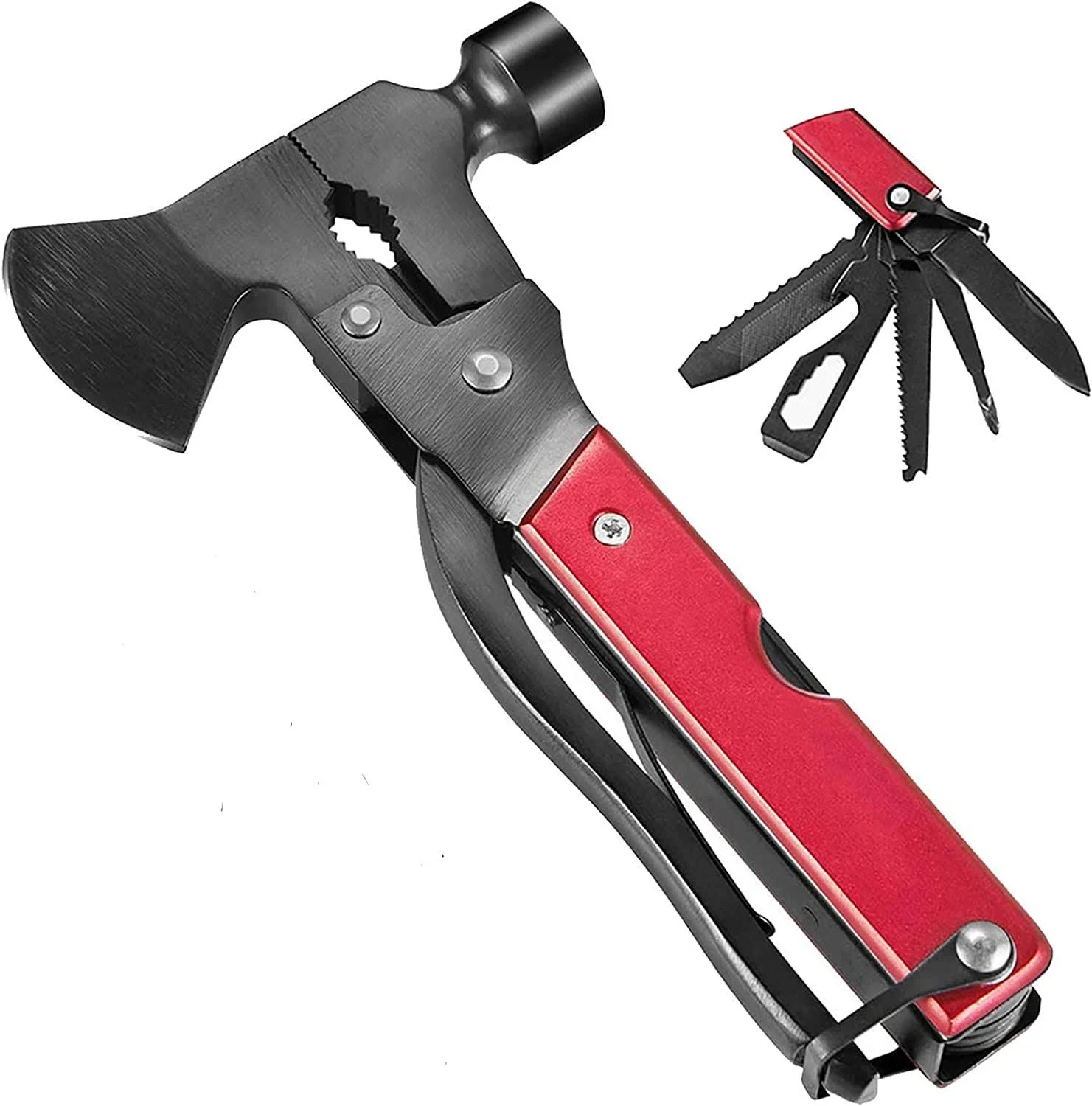 Multi-function tool, men’s gift-18-in-1 stainless steel multi-function tool for emergency escape, camping, travel, family, multi-function outdoor survival hunting kit, axe, pliers