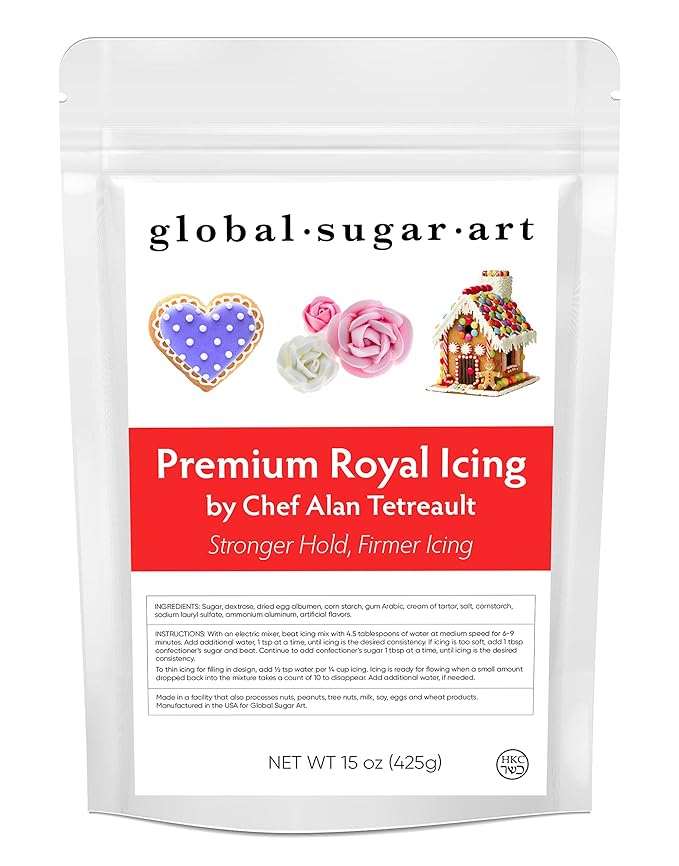 Global Sugar Art Premium Royal Icing Mix White, 15 Ounces by Chef Alan Tetreault