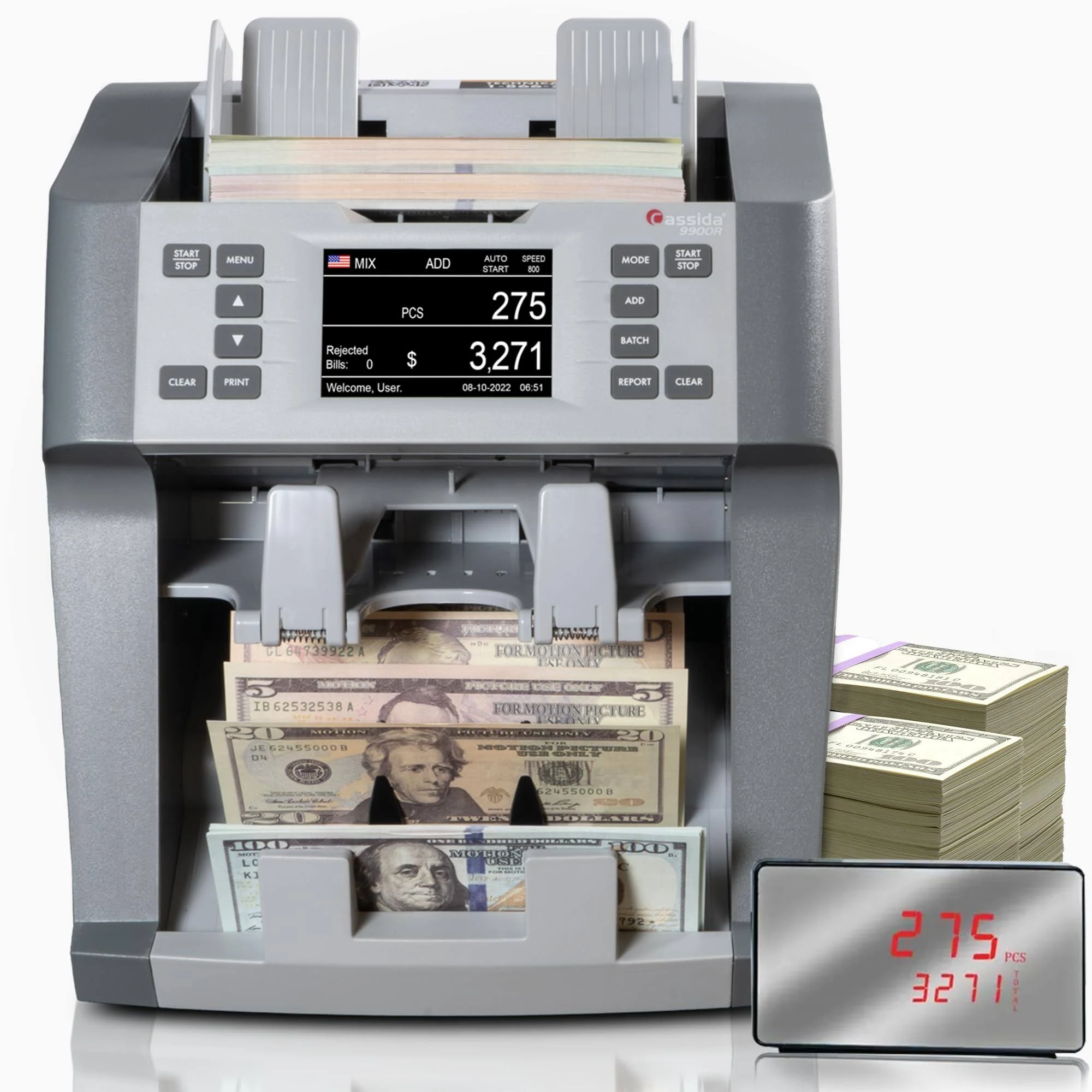 Cassida 9900R 2-Pocket Mixed Denomination Money Counter Machine