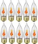 Creative Hobbies 3 Watt Flicker Flame Light Bulb -Flame Shaped, E26 Standard Base, Flickering Orange Glow - Box of 10 Bulbs