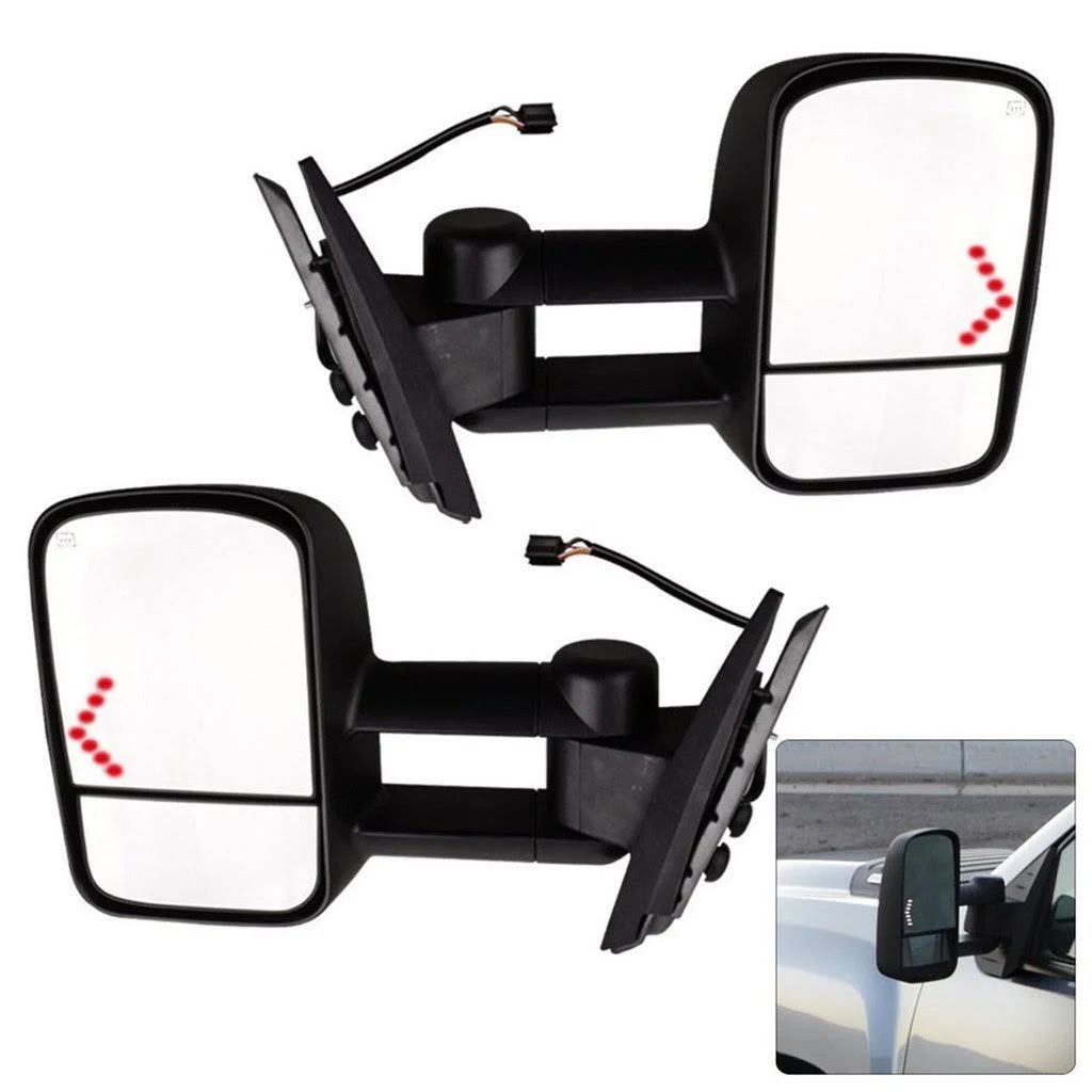 JDMSPEED New Pair Power LED Signal Towing Mirrors Replacement For Chevy Silverado 1500/2500/2500HD 07-13