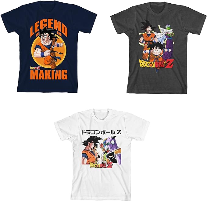 Dragon Ball Z Legend in The Making Youth 3-Pack Crew Neck Short Sleeve T-Shirts