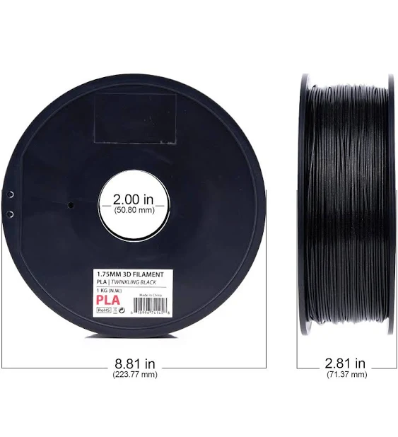 Inland 1.75mm Twinkling Black PLA 3D Printer Filament - 1kg Spool (2.2 lbs)