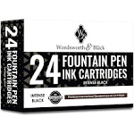 Wordsworth & Black 24 Pack Fountain Pen Ink Refills - Set of 12 Black - 12 Blue Ink Cartridges - International Standard Size - Length APPR 1.5" - Base Diameter APPR 0.24" - Disposable and Generic