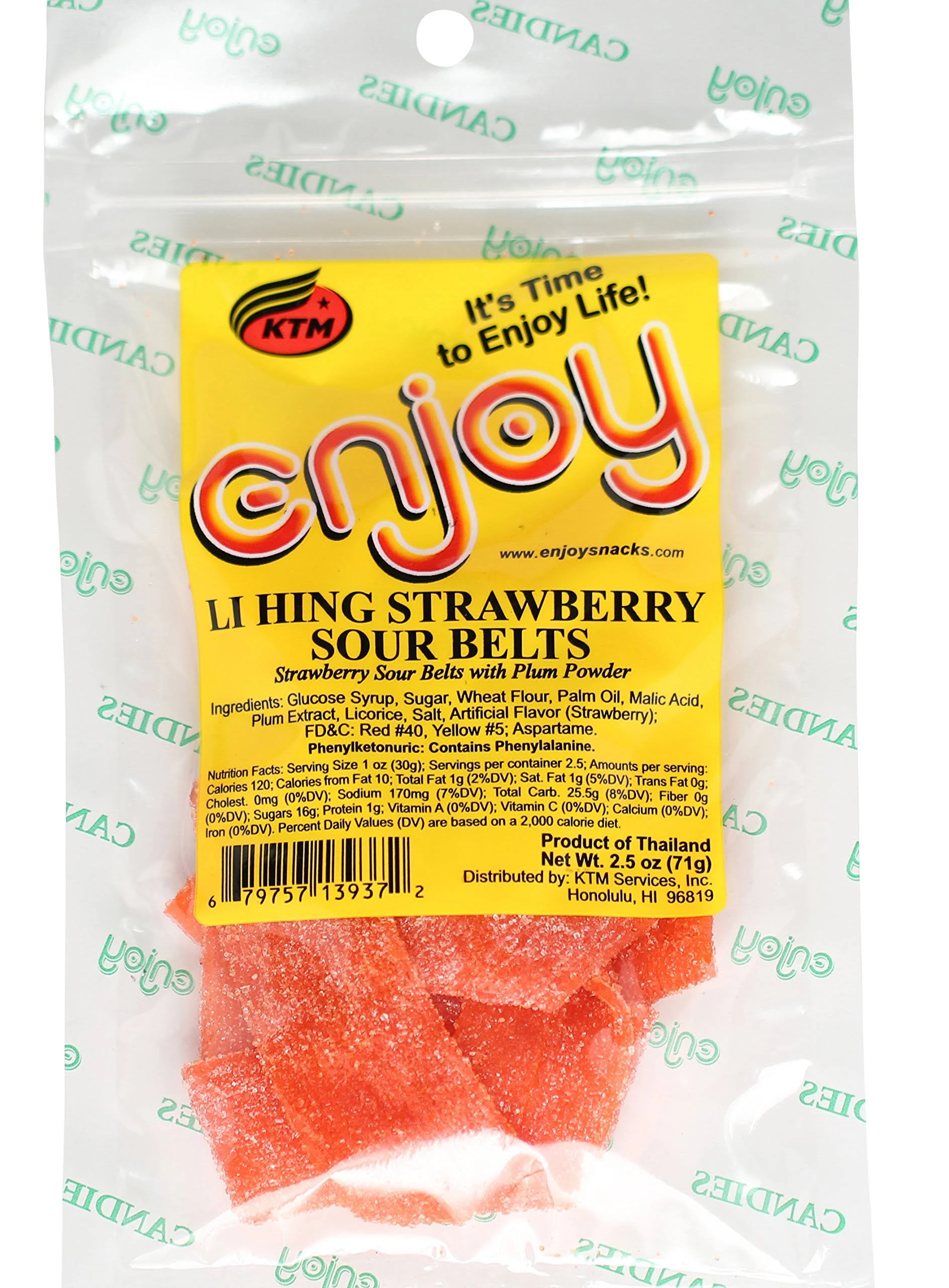 Enjoy Strawberry Sour Belts 2.5oz