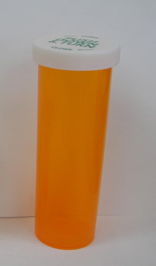 60 Dram Prescription Pill Bottle/Vials; Large Size 3.75 Oz / 60dram with Child Resistant Caps, Pack of 6