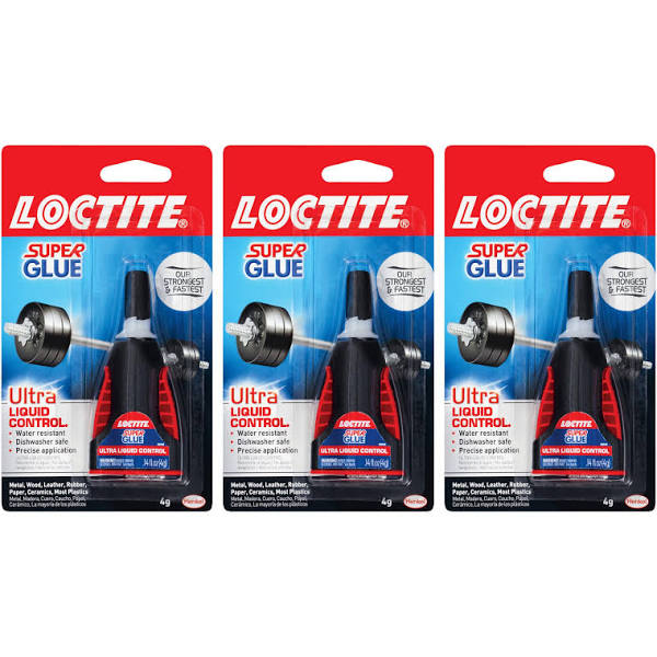 Loctite Super Glue Ultra Liquid Control, Clear Superglue, Cyanoacrylate Adhesive Instant Glue, Quick Dry - 4 g Bottle, 3 Pack