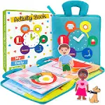 deMoca Montessori Busy Book for Toddlers Quiet Book with 10 Pages Soft Learni...