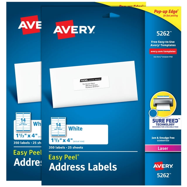 Avery Easy Peel Return Address Labels for Inkjet Printers 1/2" x 1-3/4", Pack of 2,000 (8167)