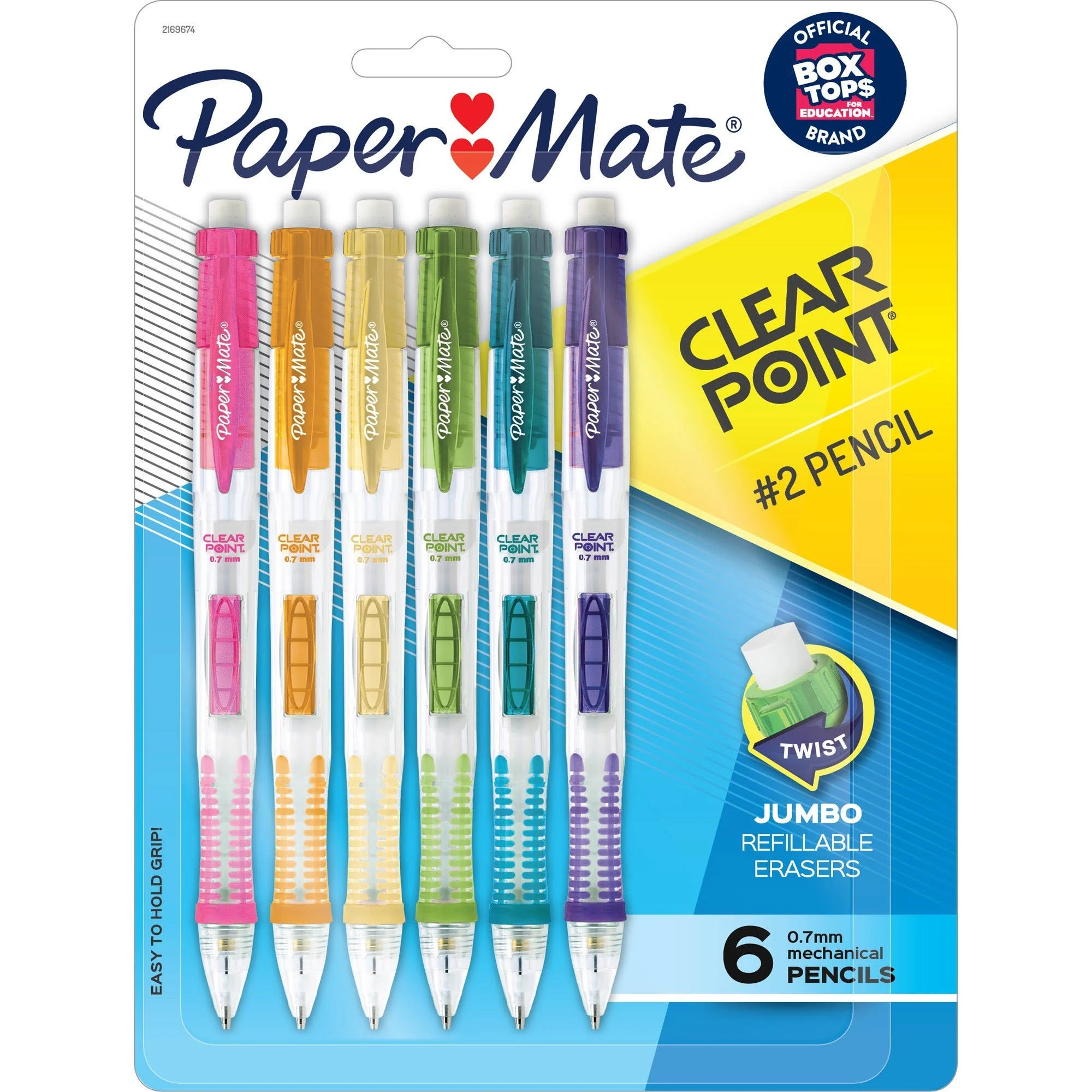 Paper Mate 6ct Clearpoint #2 Mechanical Pencils 0.7mm Multicolor