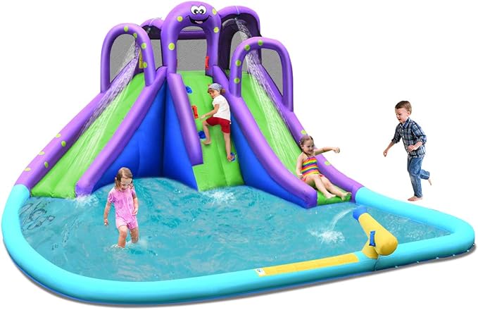 Costway Inflatable Octopus Water Park Bouncer With Slides