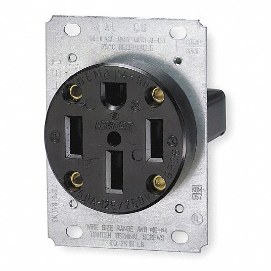 Leviton 50 amps 125/250 V Duplex Black Outlet 14-50R 1 pk