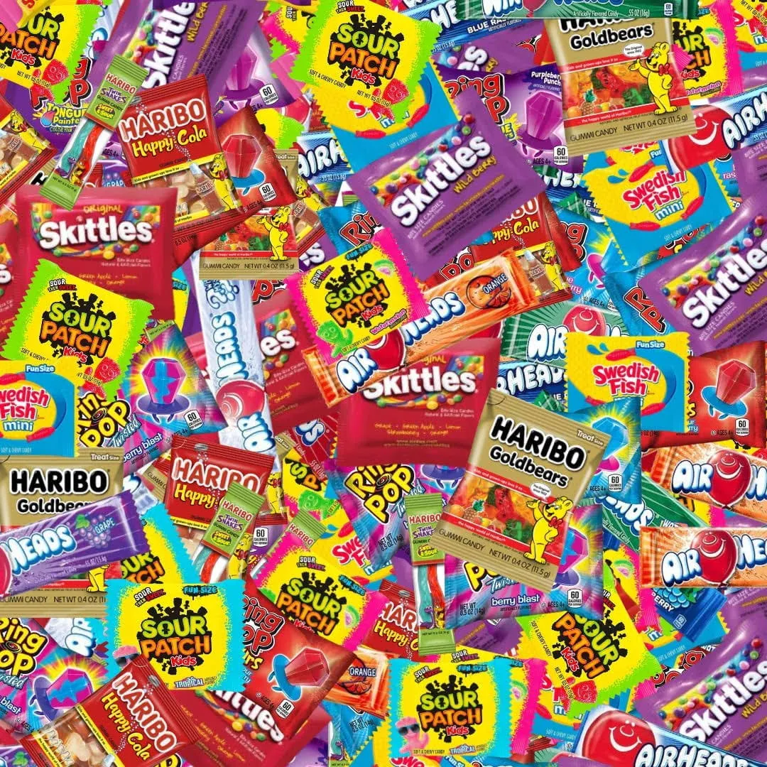 Golax Assorted Bulk Candy Mix -Skittles, Air Heads, Swedish Fish, Sour Patch Kids, Haribo, Starburst, Jolly Rancher - Individually Wrapped Candy - By Candy Market (2 LB)