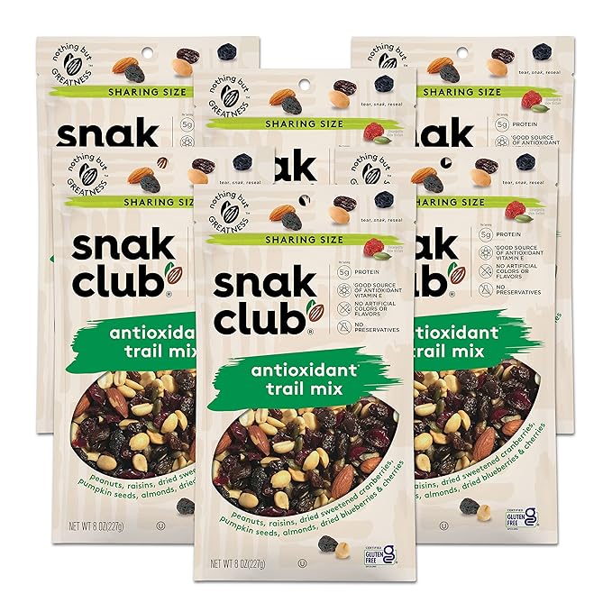 Snak Club Super Value Antioxidant Trail Mix 8 Ounce Size - 6 per Case.