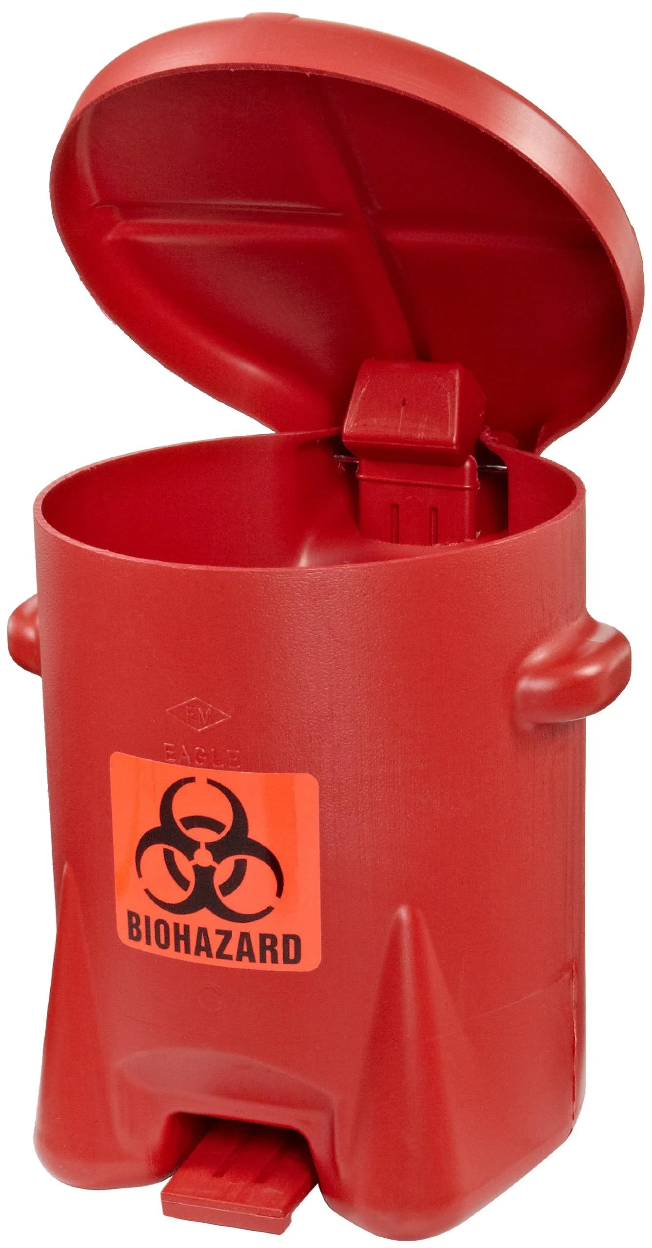 Medical Waste Receptacle Eagle™ 6 gal. Round Red Polyethylene Step On