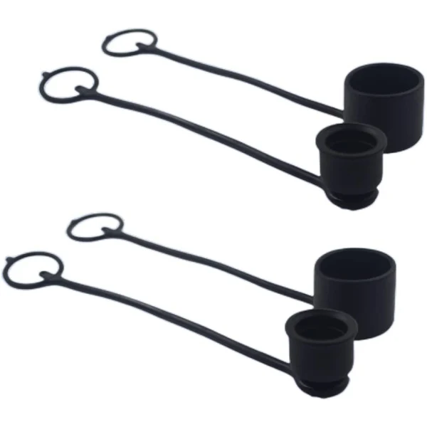 Black Rubber Dust Caps/Plugs For 1/2 Body Flat Face Hydraulic Bobcat Skid Steer Quick Couplers (2 Sets)