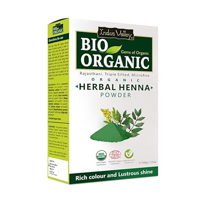 INDUS VALLEY Bio Organic 100% Natural Herbal Henna Powder,100g , FAST SHIPPING