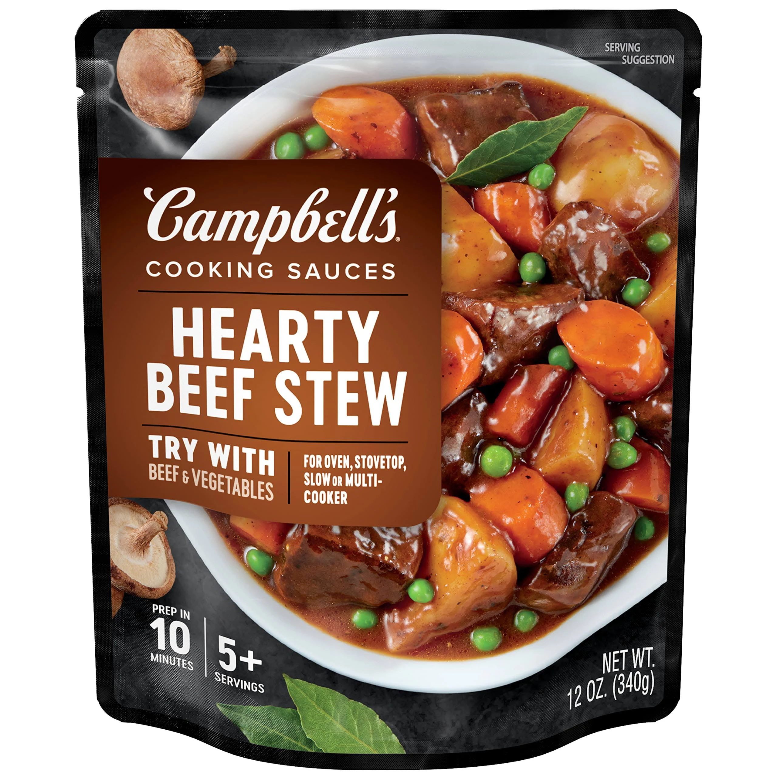 Campbells&nbsp;Slow Cooker Sauces Beef Stew, 12 Oz. Pouch (Pack Of 6)