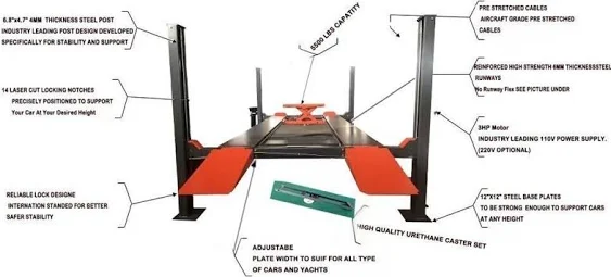 Motooltech KT-4H110 Heavy Duty Four Post Lift Car Auto lift 4-Post Parking Lift