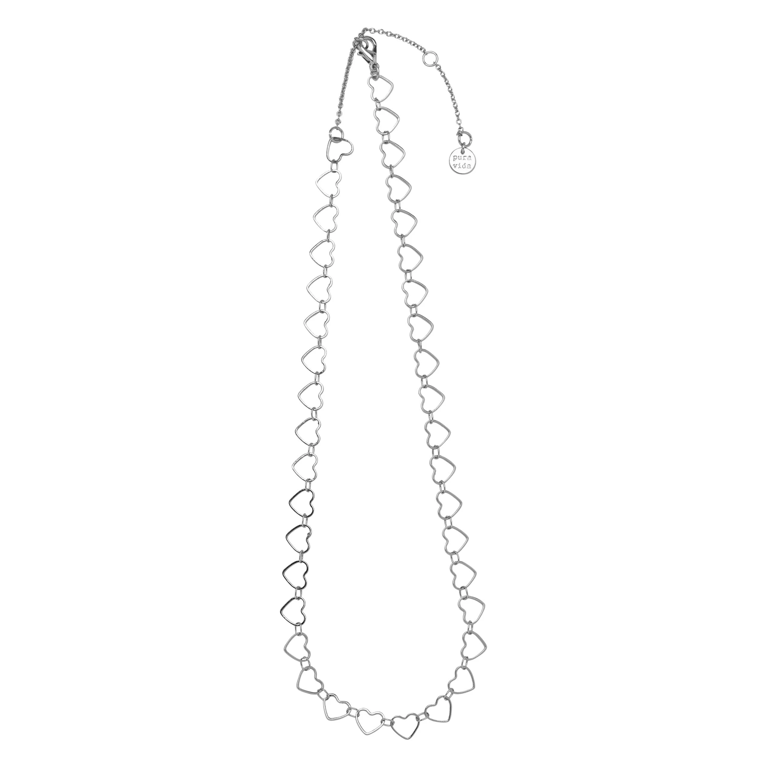 PURA VIDA HEART CHAIN CHOKER SILVER NEW