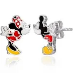 Disney Mickey and Minnie Mouse Sterling Silver Mismatched Kiss Stud Earrings