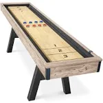 GoSports Premium 9 ft Shuffleboard Table with 8 Pucks, Shuffleboard Wax, and Brush