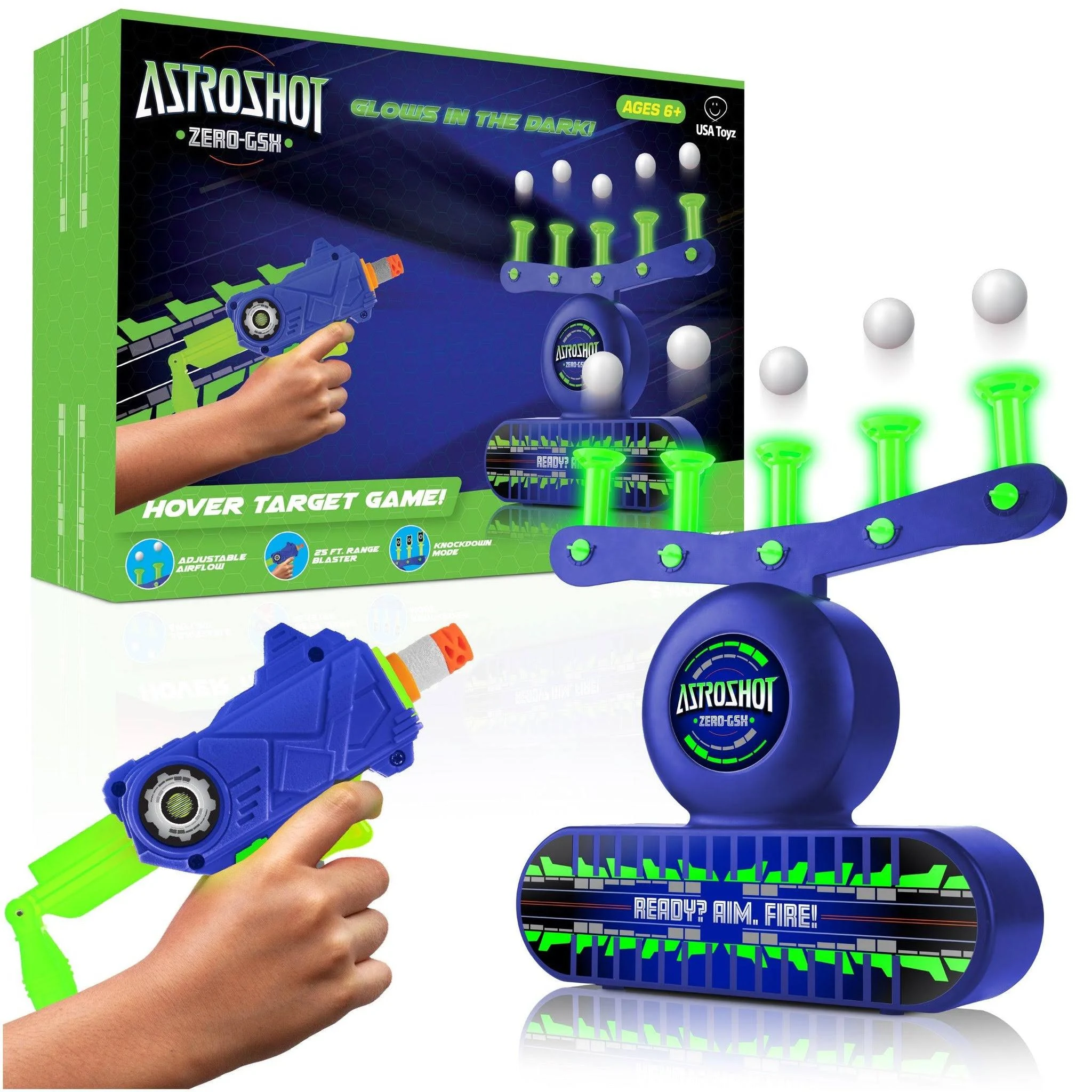 USA Toyz AstroShot Zero GSX Shooting Games for Kids - Nerf Compatible Glow in