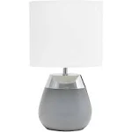 Simple Designs 14" Two Toned and Gray Metal Bedside 4 Settings Touch Table Desk Lamp