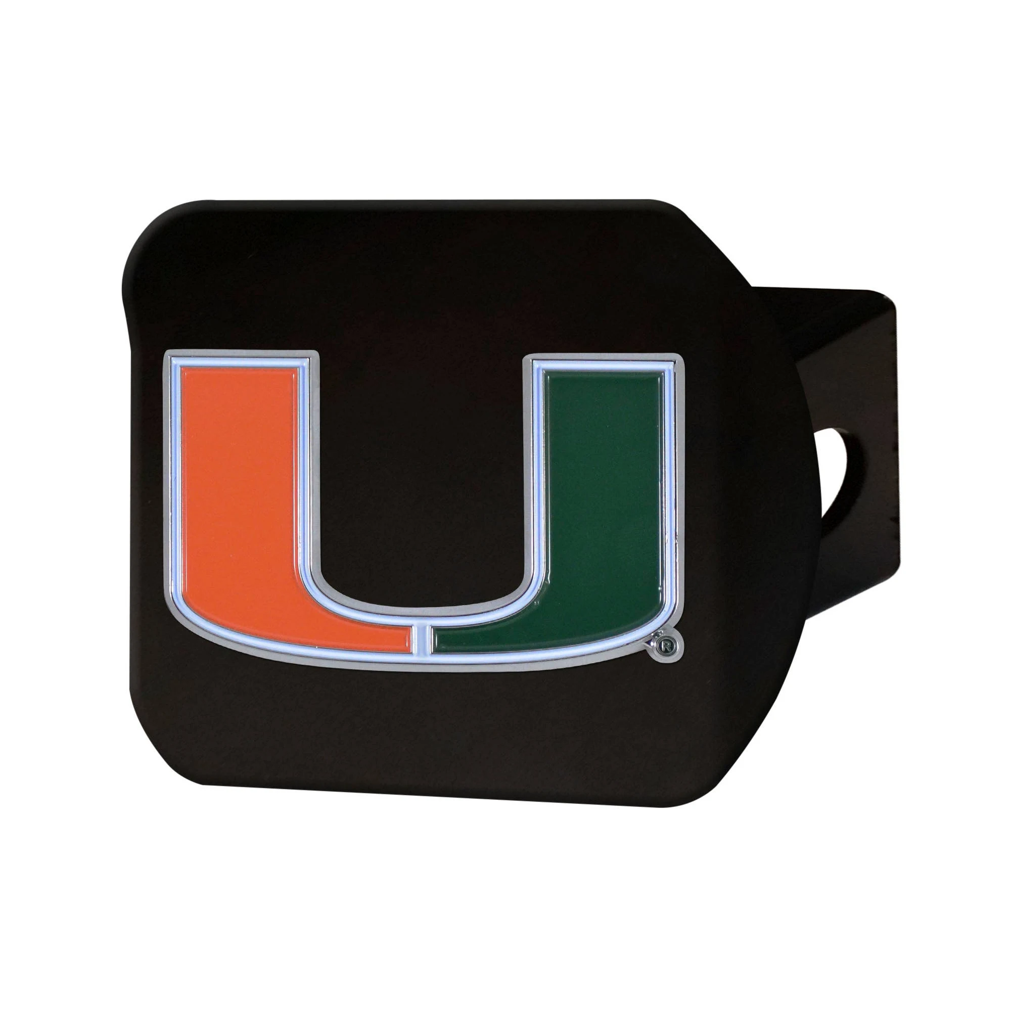 Miami Hurricanes 3D Color Emblem on Chrome Hitch Cover