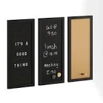 Martha Stewart Cork/Chalk/Let<wbr/>ter Board Set Woodgrain Frame Black