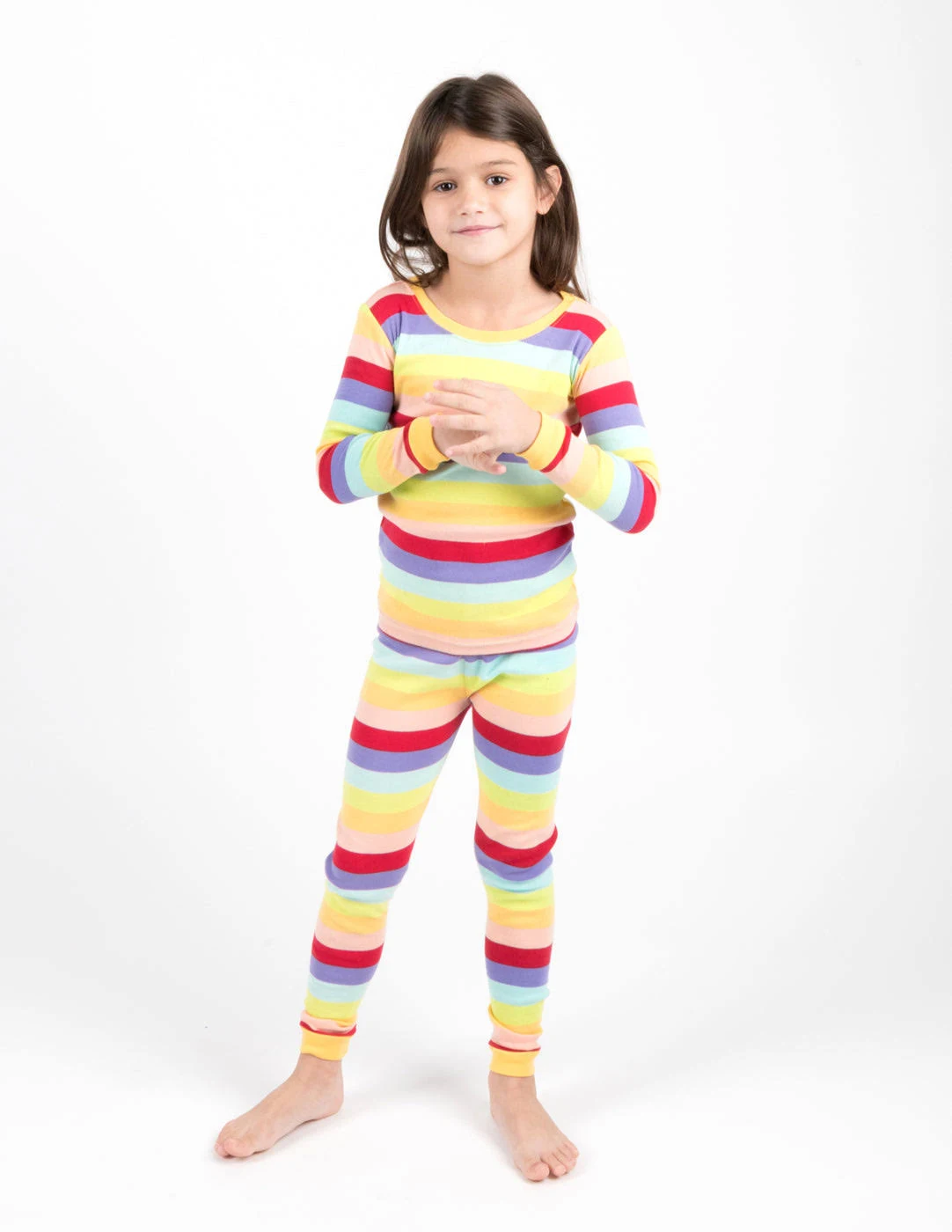 Kids Two Piece Cotton Pajamas Girls Striped