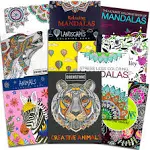 Adult Coloring Books Super Set -- 10 Deluxe Coloring Books for Adults and Teens