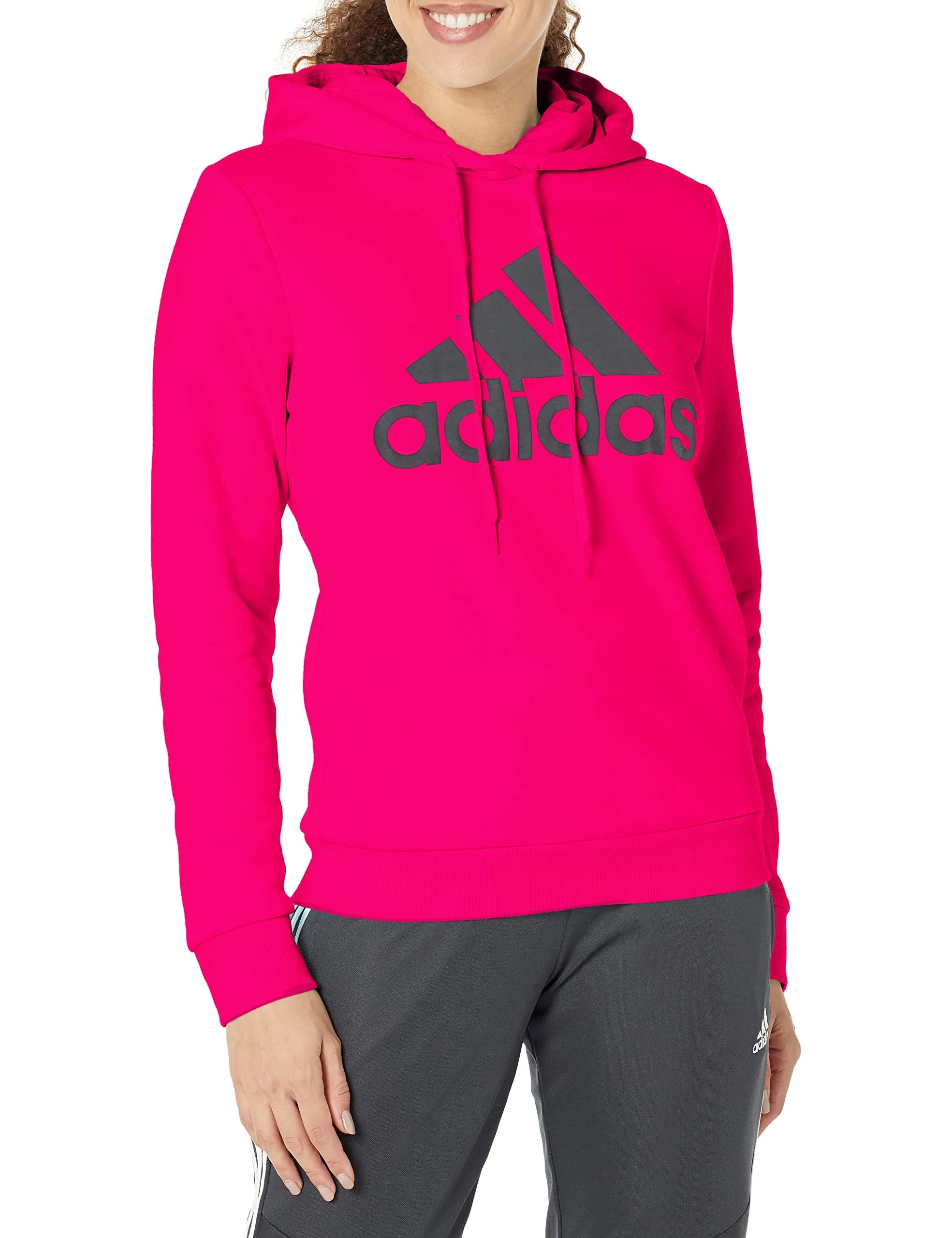 Girls' Adidas Color Block Hoodie Large Oatmeal Heather